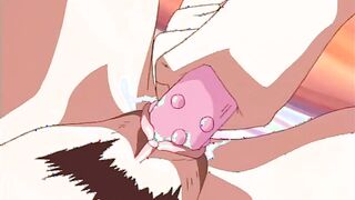 Horny hentai girl gets doggy fucked then a big load on her face and tits