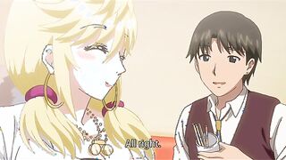 Hitozuma Life: One Time Gal 1 - Busty blonde hentai milf gives three guys nasty blowjobs