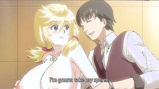 Hitozuma Life: One Time Gal 1 - Busty blonde hentai milf gives three guys nasty blowjobs
