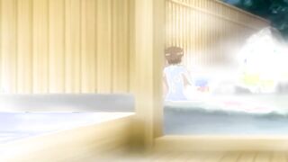 Hot mature anime woman gets a hot facial in public bathhouse