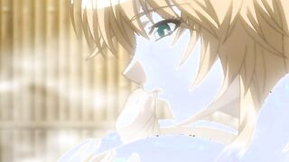 Hot mature anime woman gets a hot facial in public bathhouse