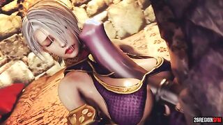 Busty slave girl gets her pussy split open by monster demon cock