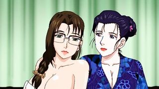 Marauding Milf 2 - Horny japanese aunt and hentai girl give a double blowjob to dirty perv