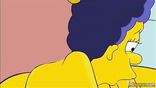 Horny Marge Simpson getting banged and sucking Homer's dick