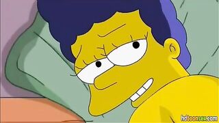 Horny Marge Simpson getting banged and sucking Homer's dick