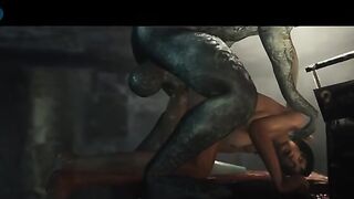 Zombie monster uses his long tongue and big dick to fuck Ada Wong