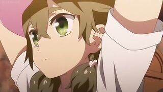 Hot lesbian babes turn in to big guns and battle busty anime sluts