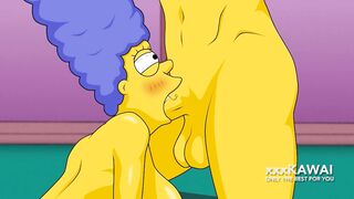 Marge has a threesome with Carl and Lenny - The simpsons hentai