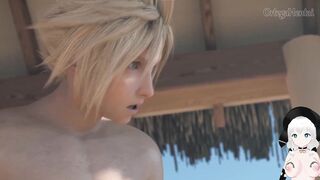 Aerith x Tifa x Cloud x Hard sex on the beach