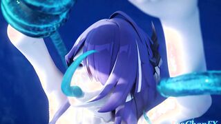 Honkai Acheron gets both of holes penetrated while covered in hot cum
