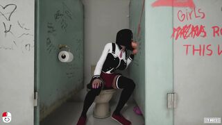 Silicon Lust blowjob in toilet furry horse dildo creampie on face and pussy