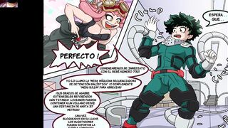Hatsume masturbates Midoriya until he makes him finish - My Hero Academia Hentai