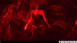 Demon Girl Bondage Cumflation - Canela Skin as The Devil gets Creampied & Quad Penetration