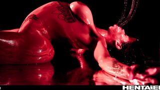 Demon Girl Bondage Cumflation - Canela Skin as The Devil gets Creampied & Quad Penetration