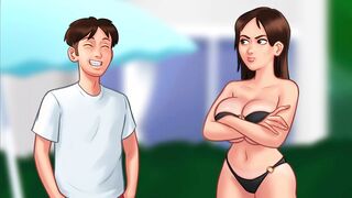 Summertime Saga -Sexy roommate with big boobs gets fucked hard in bed (Jenny Part 2)