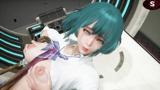 Sexy busty schoolgirl gets fucked by a multi-cocked alien monster