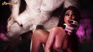 Elf Girl being fucked by an Albino Minotaur | Big Cock Monster | 3D Porn Wild Life