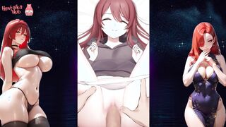 Hentai. Perfect nipple with huge tits. She moans and orgasms. She loves cum and cock.