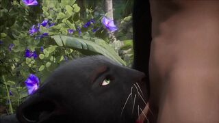 Realistic furry suit blowjob and fucking (black panther version)