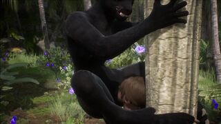 Realistic furry suit blowjob and fucking (black panther version)