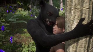 Realistic furry suit blowjob and fucking (black panther version)