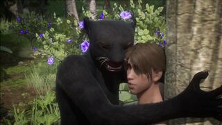 Realistic furry suit blowjob and fucking (black panther version)
