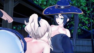 Genshin Impact hentai - Futa Jean fucks Mona with her big girl cock.