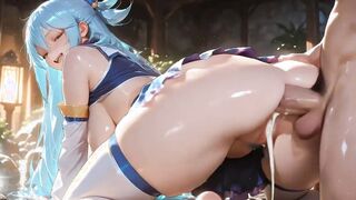 Filling Aqua's holes in the hot springs (Konosuba) - Hentai Animation