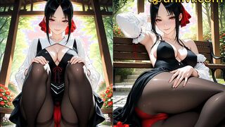 Shinomiya Kaguya greedily sucks a thick cock