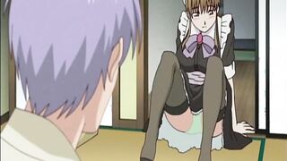 Masturbating anime maid in fantasy