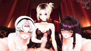[3 Vtubers] 3 Sexy Girl Lingerie Tease & Devour Your Dick in Triple Oral