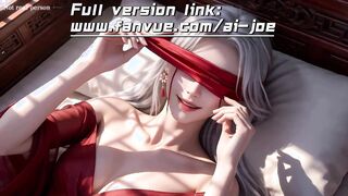 A Chinese classical beauty with skin as white as snow, dressed in red and with white hair. Blowjob, cum, first episode, AI-generated