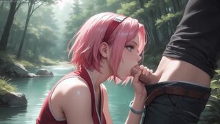 Sensual anal sex on a lake in the forest with Haruno Sakura