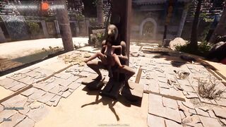 Lara Croft woke up a statue and now Lara is being fucked in every hole in front of 1,000 spectators. part 2