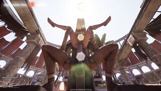 Lara Croft woke up a statue and now Lara is being fucked in every hole in front of 1,000 spectators. part 2