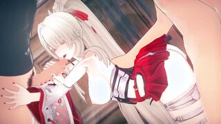 3D hentai animation in which Scarlet has an with multiple men (Meicho Hiyuki Wuthering Waves Hiyuki)