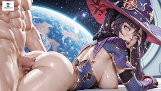 Genshin Impact Mona animated anal feet blowjob titjob