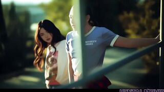 AI HENTAI - Asian Teens Get Possessed By Alien Creature Lesbian Fucking Ensues