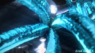Cortana gets her pussy stretched wide open by 4 slimy rods