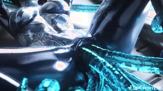 Cortana gets her pussy stretched wide open by 4 slimy rods