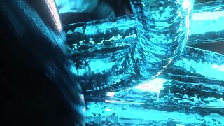 Cortana gets her pussy stretched wide open by 4 slimy rods