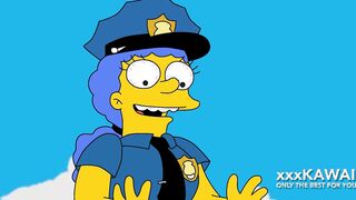 Police Marge tries to arrest Snake but he fucks her. - The Simpson hentai