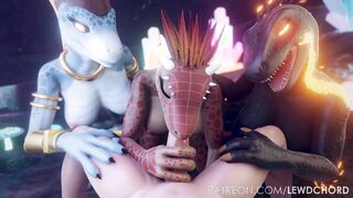 Furry Scalie Foursome 3D Animation