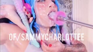 Hentia slut with anime moans with sloppy messy deepthroat