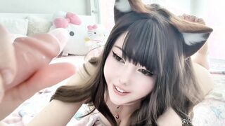 Do you like it when I stroke your cock Master? Anime Cat Girl Handjob & Footjob JOI