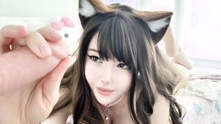 Do you like it when I stroke your cock Master? Anime Cat Girl Handjob & Footjob JOI