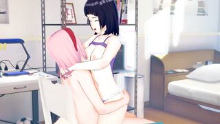 [Naruto] Futa Sakura x Hinata(3d hentai)