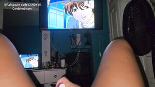 intense orgasm watching hentai. She comments: "Would you clean it with your tongue?"