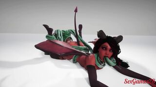 Succubus girl is fucked by a monster with many cocks