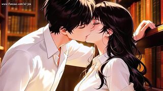 Gap Moe glasses beautiful woman , the private study session in the library.Super temptation.Episode 3. AI-generated